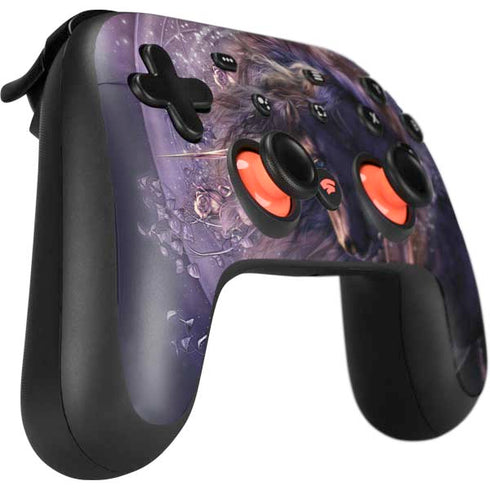 Black Rose Unicorn by Laurie Prindle Google Stadia Controller Skin