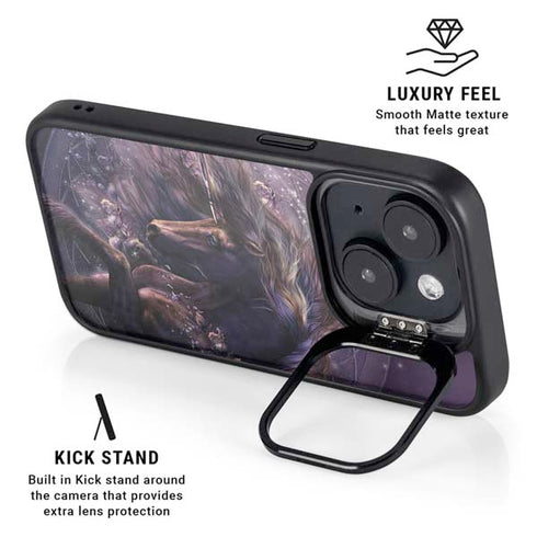 Black Rose Unicorn by Laurie Prindle iPhone 14 Kickstand Case