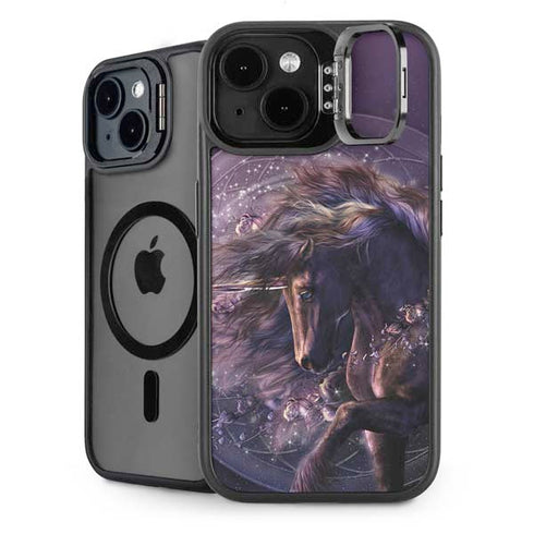 Black Rose Unicorn by Laurie Prindle iPhone 15 Kickstand Case