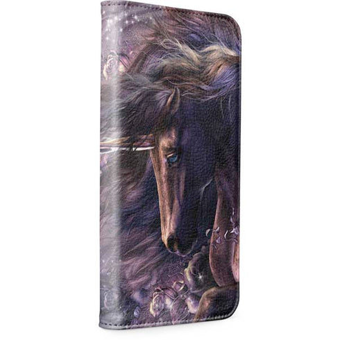 Black Rose Unicorn by Laurie Prindle iPhone 15 Plus Folio Case