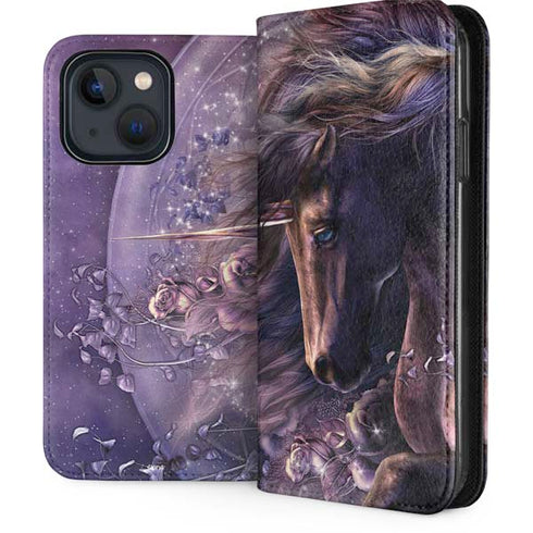 Black Rose Unicorn by Laurie Prindle iPhone 15 Plus Folio Case