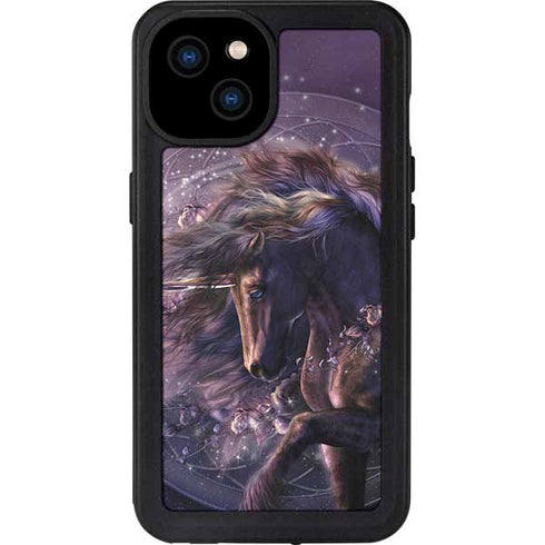 Black Rose Unicorn by Laurie Prindle iPhone 15 Plus Waterproof Case