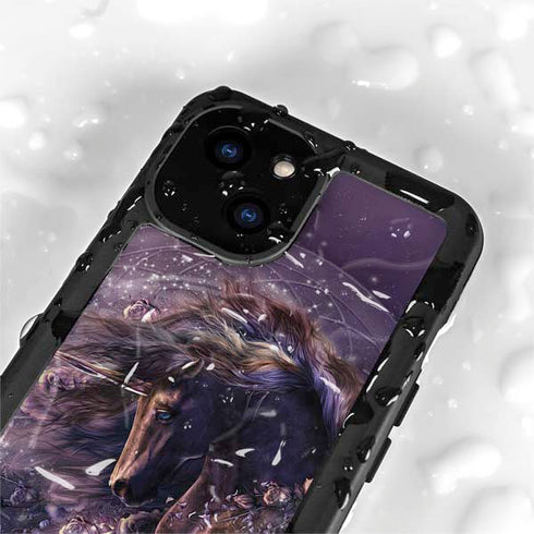 Black Rose Unicorn by Laurie Prindle iPhone 15 Plus Waterproof Case