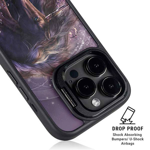 Black Rose Unicorn by Laurie Prindle iPhone 15 Pro Kickstand Case