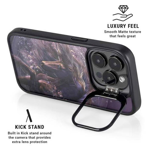 Black Rose Unicorn by Laurie Prindle iPhone 15 Pro Max Kickstand Case