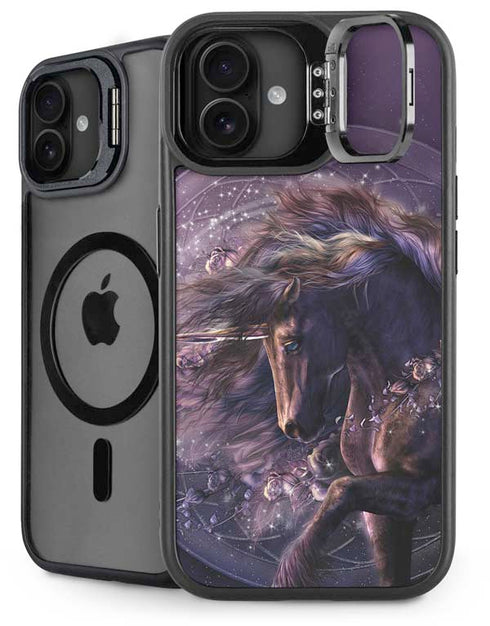 Black Rose Unicorn by Laurie Prindle iPhone 16 Plus Kickstand Case