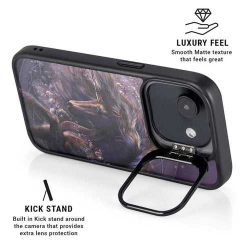 Black Rose Unicorn by Laurie Prindle iPhone 16e Kickstand Case