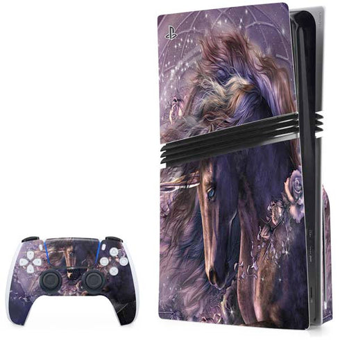 Black Rose Unicorn by Laurie Prindle PS5 Pro Disk Bundle Skin