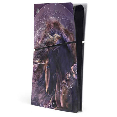 Black Rose Unicorn by Laurie Prindle PS5 Slim Digital Edition Console Skin
