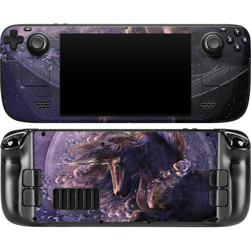 Black Rose Unicorn by Laurie Prindle Steam Deck Handheld Gaming Computer OLED Skin