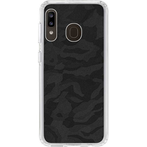 Black Shadow Camo Galaxy A20 Clear Case