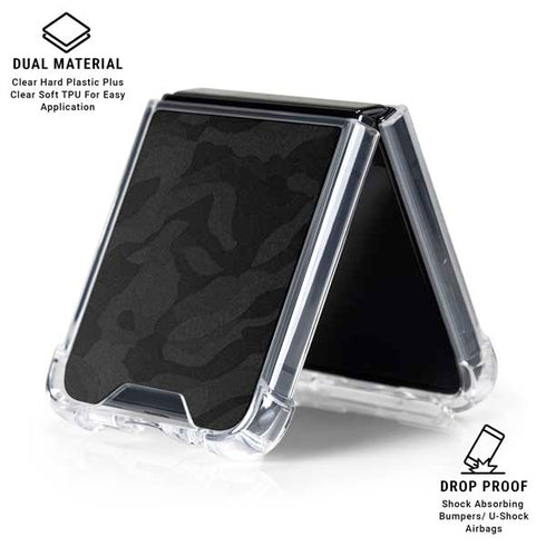 Black Shadow Camo Galaxy Z Flip6 Clear Case