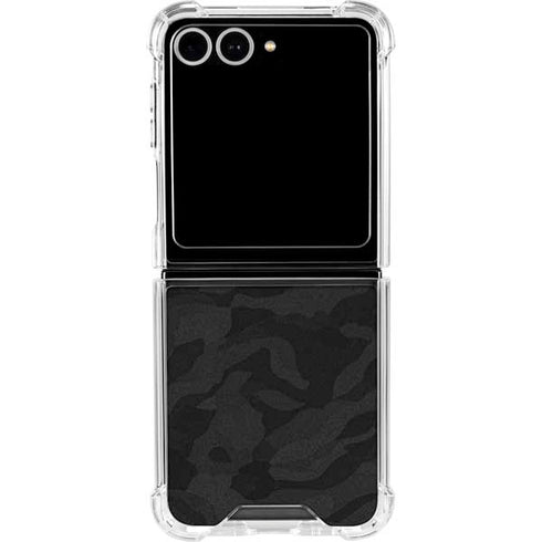 Black Shadow Camo Galaxy Z Flip7 Clear Case
