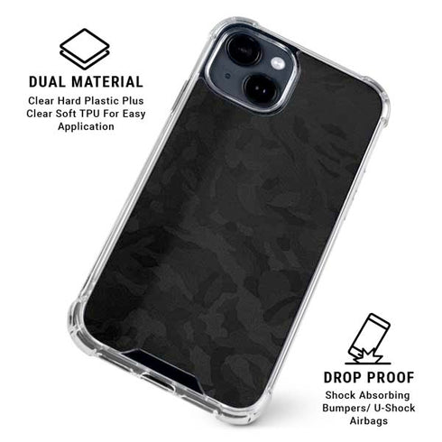 Black Shadow Camo iPhone 14 Plus Clear Case