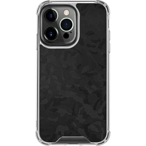Black Shadow Camo iPhone 15 Pro Clear Case