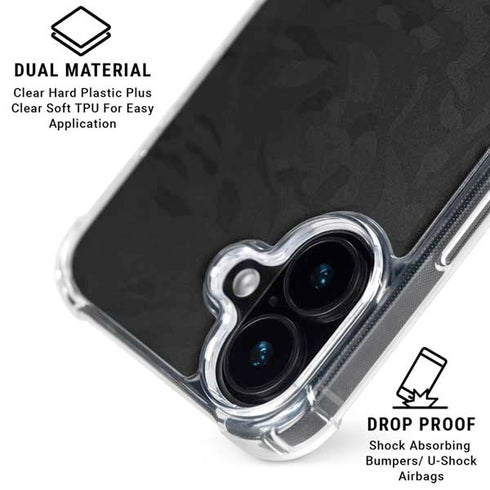 Black Shadow Camo iPhone 16 Plus Clear Case