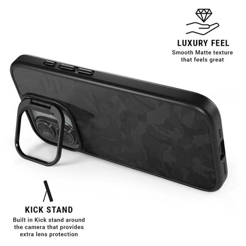 Black Shadow Camo iPhone 17 Kickstand Case