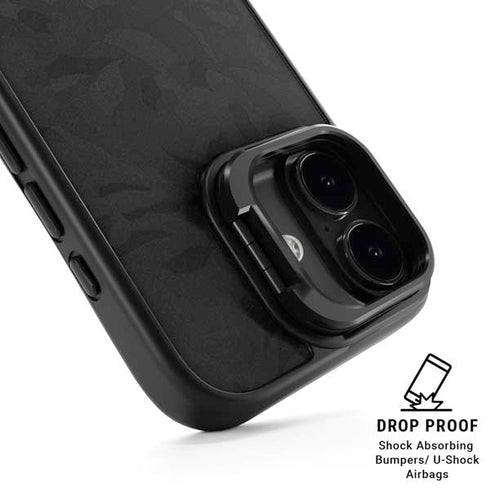 Black Shadow Camo iPhone 17 Kickstand Case