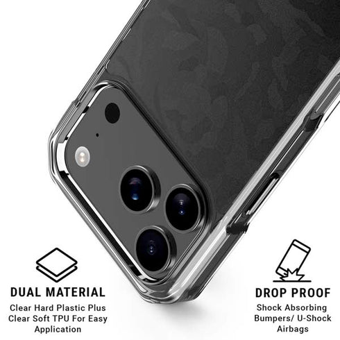 Black Shadow Camo iPhone 17 Pro Clear Case