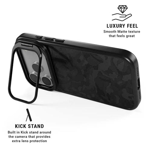 Black Shadow Camo iPhone 17 Pro Kickstand Case