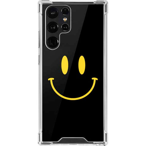 Black Happy Face Galaxy S22 Ultra Clear Case