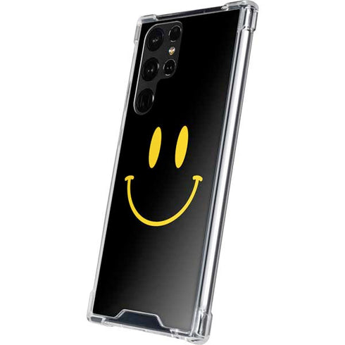 Black Happy Face Galaxy S22 Ultra Clear Case