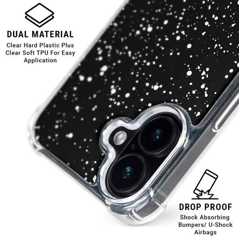 Black Speckle iPhone 16 Plus Clear Case