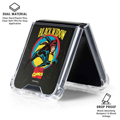 Marvel Classic Comics Black Widow Galaxy Z Flip6 Clear Case