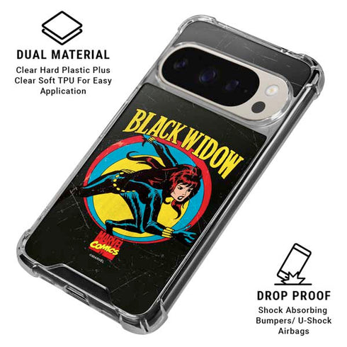 Marvel Classic Comics Black Widow Google Pixel 9 Pro XL Clear Case