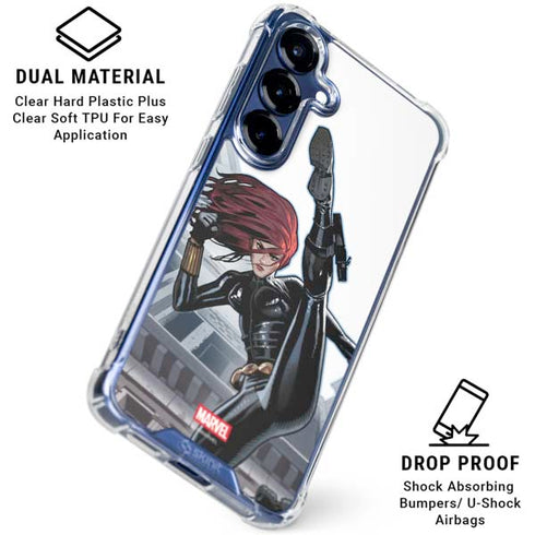 Marvel Black Widow High Kick Galaxy S25 Clear Case
