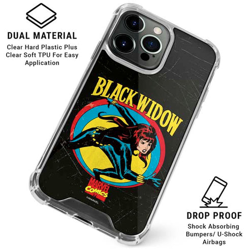Marvel Classic Comics Black Widow iPhone 15 Pro Clear Case