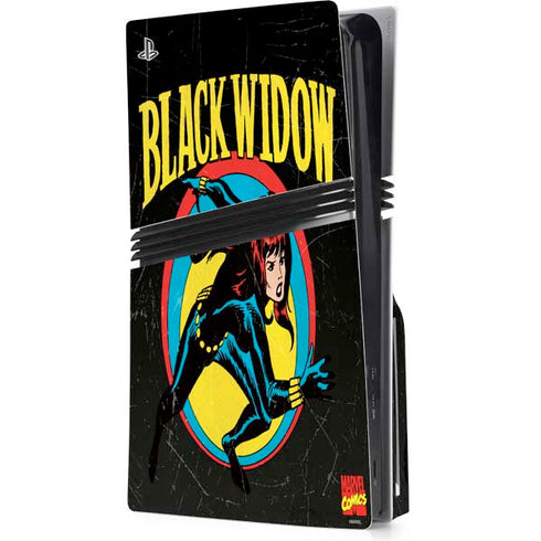 Marvel Classic Comics Black Widow PS5 Pro Disk Console Skin