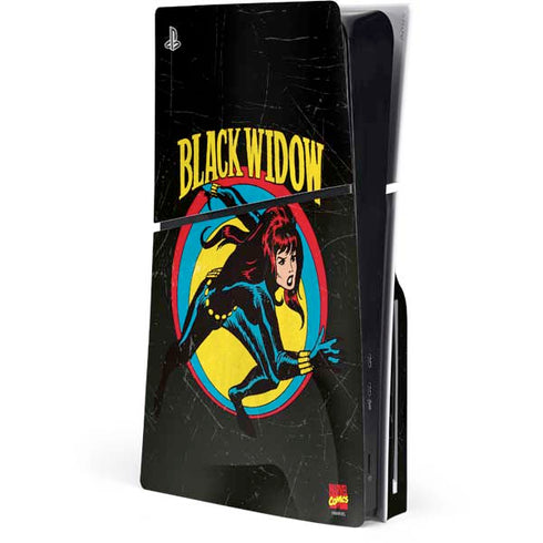 Marvel Classic Comics Black Widow PS5 Slim Disk Console Skin