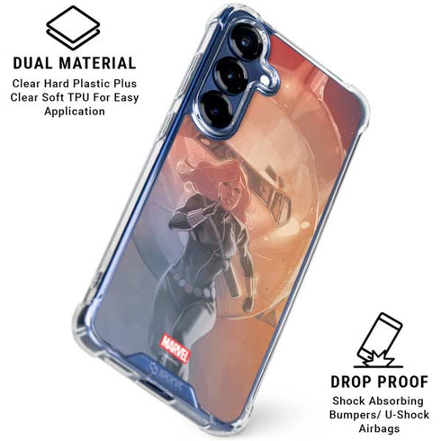 Marvel Black Widow Running Galaxy S25 FE Clear Case