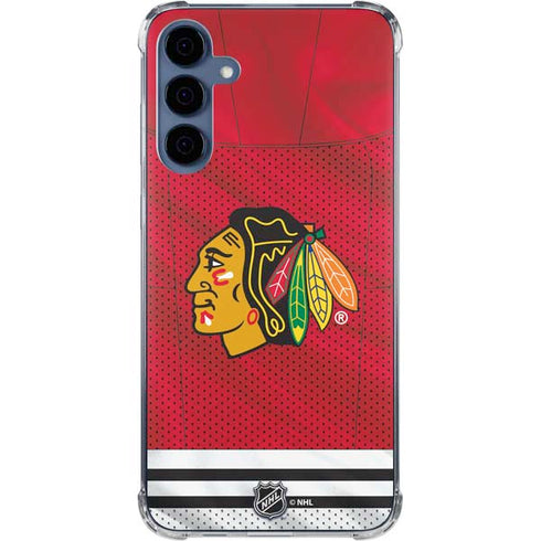 NHL Blackhawks Red Stripes Galaxy A55 5G Clear Case