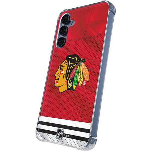 NHL Blackhawks Red Stripes Galaxy A55 5G Clear Case