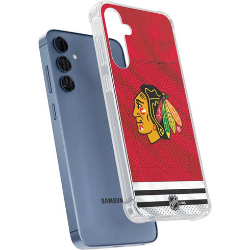 NHL Blackhawks Red Stripes Galaxy A55 5G Clear Case