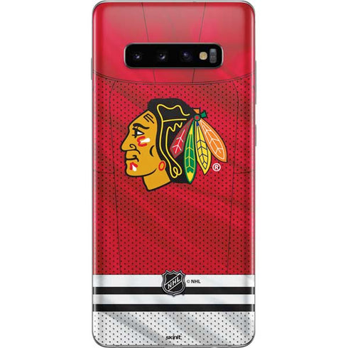NHL Blackhawks Red Stripes Galaxy S10 Plus Skin