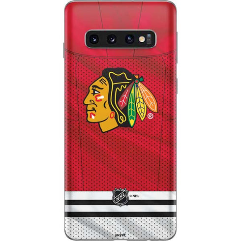 NHL Blackhawks Red Stripes Galaxy S10 Skin