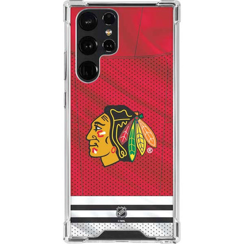 NHL Blackhawks Red Stripes Galaxy S23 Ultra Clear Case