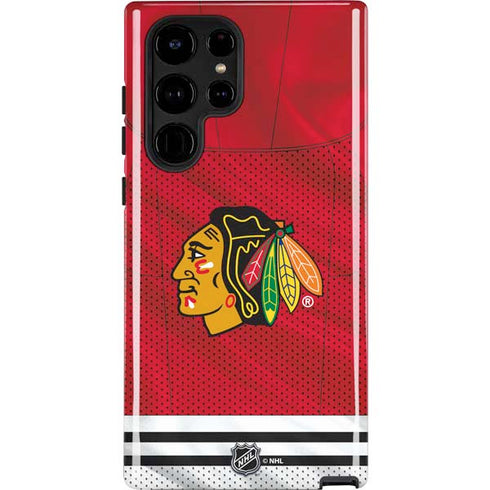 NHL Blackhawks Red Stripes Galaxy S25 Ultra Impact Case