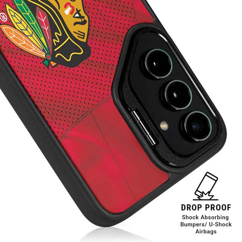 NHL Blackhawks Red Stripes Galaxy S25 Ultra Kickstand Case