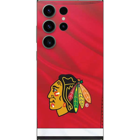 NHL Blackhawks Red Stripes Galaxy S25 Ultra Skin