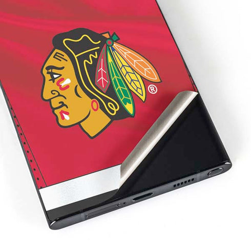 NHL Blackhawks Red Stripes Galaxy S24 Ultra Skin