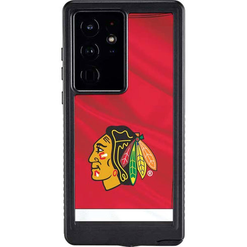 NHL Blackhawks Red Stripes Galaxy S24 Ultra Waterproof Case