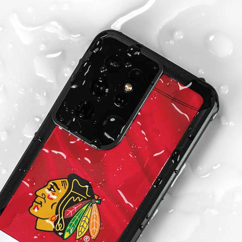 NHL Blackhawks Red Stripes Galaxy S24 Ultra Waterproof Case