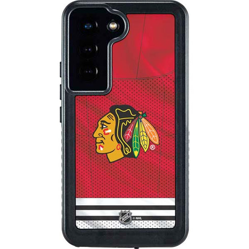 NHL Blackhawks Red Stripes Galaxy S24 Waterproof Case