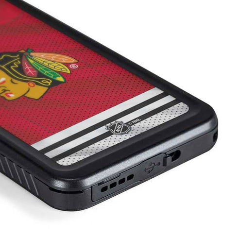 NHL Blackhawks Red Stripes Galaxy S24 Waterproof Case