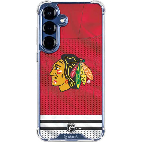 NHL Blackhawks Red Stripes Galaxy S25 Clear Case