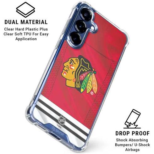 NHL Blackhawks Red Stripes Galaxy S25 FE Clear Case